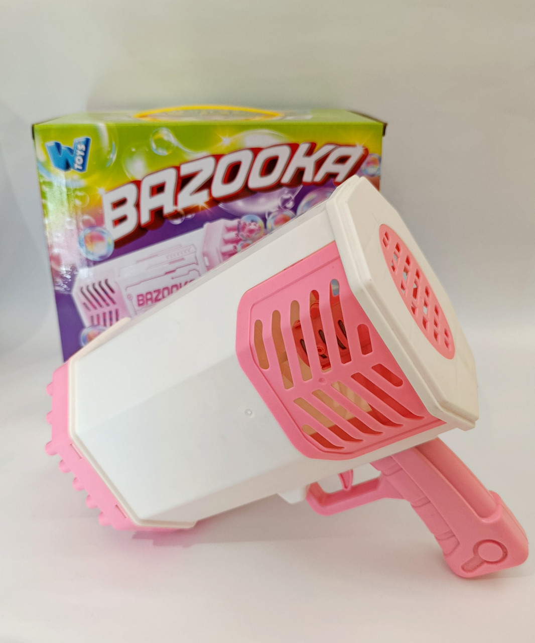 Пістолет мильних бульбашок bazooka 69 отворів біло-рожевий, фото 1