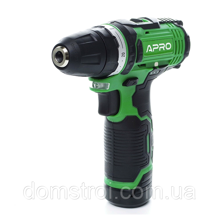 Дриль-шуруповерт акумуляторний 30Нм 12В 1.5А·ч APRO 12D (895003) кейс, 2 АКБ, ЗУ