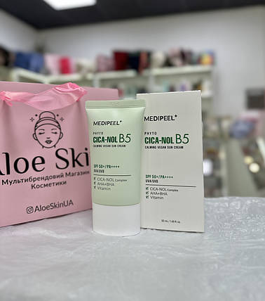 Заспокійливий сонцезахисний крем для обличчя Medi-Peel Phyto Cica-Nol B5 Calming Vegan Sun Cream SPF 50+ PA++++ 50мл, фото 1