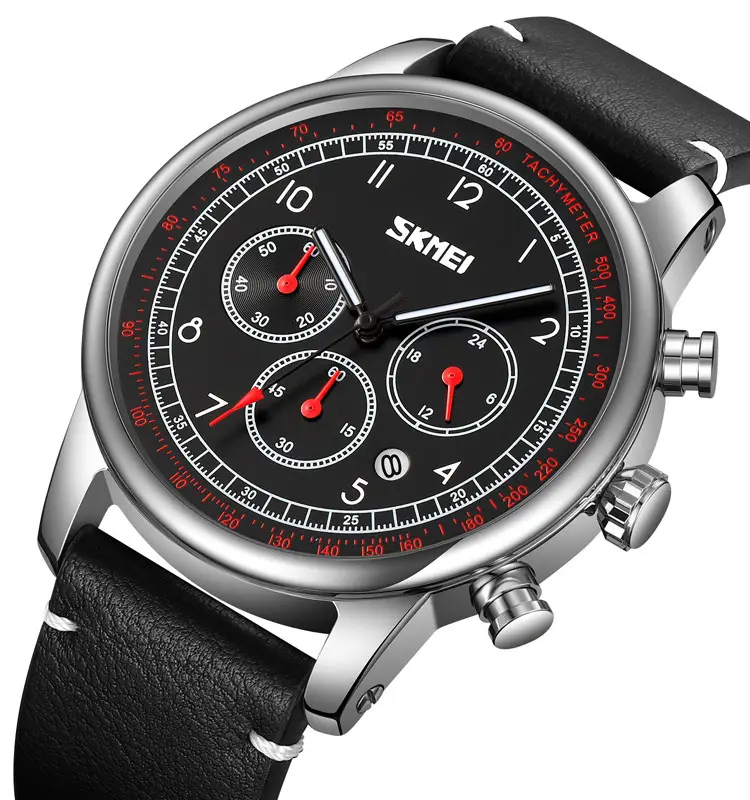 Чоловічий наручний класичний годинник Skmei 9318 (Чорний з чорним циферблатом), фото 1