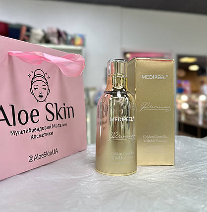 Киснева омолоджуюча есенція від зморшок із камелією та золотом Medi-peel Premium Golden Camellia Wrinkle Essence 50мл, фото 3