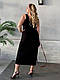 Стильна святкова жіноча приталена повсякденна сукня майка максі довга сарафан рубчик гумка батал, фото 7