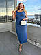 Стильна святкова жіноча приталена повсякденна сукня майка максі довга сарафан рубчик гумка батал, фото 3