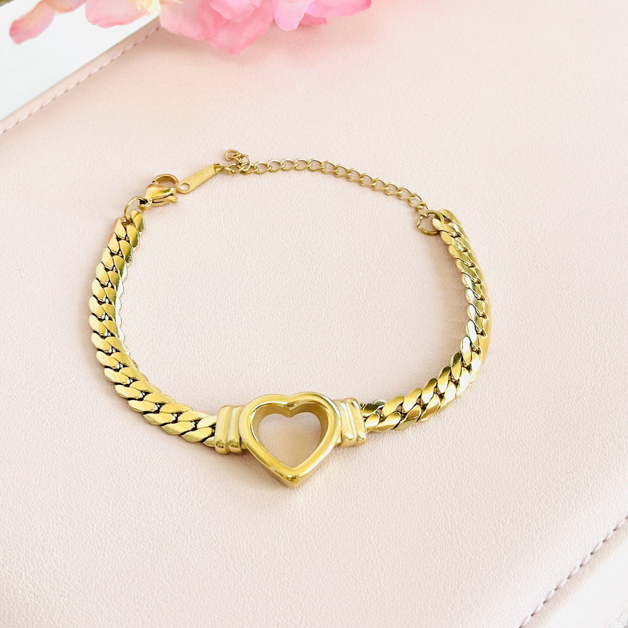 Браслет на руку Серце Біжутерія з медичного золота Гіпоалергенні прикраси, фото 1