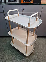 Столик візок для майстра б'юті сфери квадратний на 3 полиці (молочний)