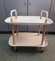 Столик візок для майстра б'юті сфери квадратний на 2 полиці (молочний)