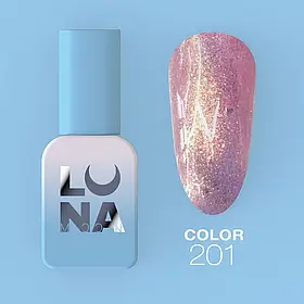 Гель лак з блискітками LunaMoon №201 "Рожевий з блискітками" для манікюру та педикюру (8 мл.)