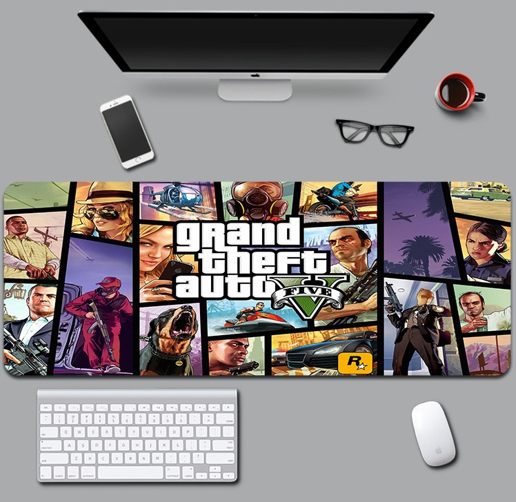 Великий килимок для мишки та клавіатури GTA V unc 900*400*3 мм, фото 1