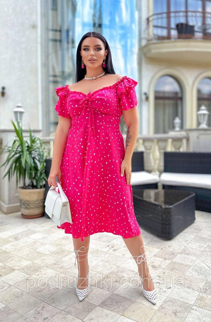 Жіноча літня сукня міді довжини Тканина: софт шовк Розміри: 42-46, 48-52, 54-58, 60-64, фото 1