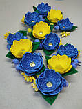 Українська заколка патріотичні резинки заколки українські квіти жовто-синя заколочка на гульку, фото 3