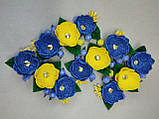 Українська заколка патріотичні резинки заколки українські квіти жовто-синя заколочка на гульку, фото 4