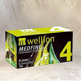 Голки Wellion (Велліон) 32G для шприц-ручек Wellion 4 мм, 100 шт.
