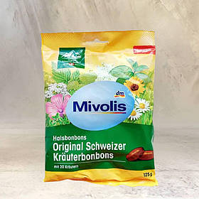 Льодяники без цукру Mivolis Bonbon Original Schweizer Kräuterbonbons 125 г