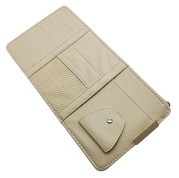 Органайзер на сонцезахисний козирок для авто 30×15,3 см, екошкіра, бежевий (KG-12764)