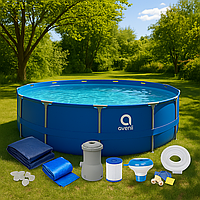 Садовый бассейн Avenli С УСИЛЕННОЙ РАМОЙ размером 305x76 см и комплектом аксессуаров 19 в 1 (4383 л) Синий