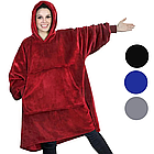 Толстовка плед із капюшоном і рукавами, унісекс, Huggle Hoodie, Бордовий/Оверсайз плед-халат, фото 3