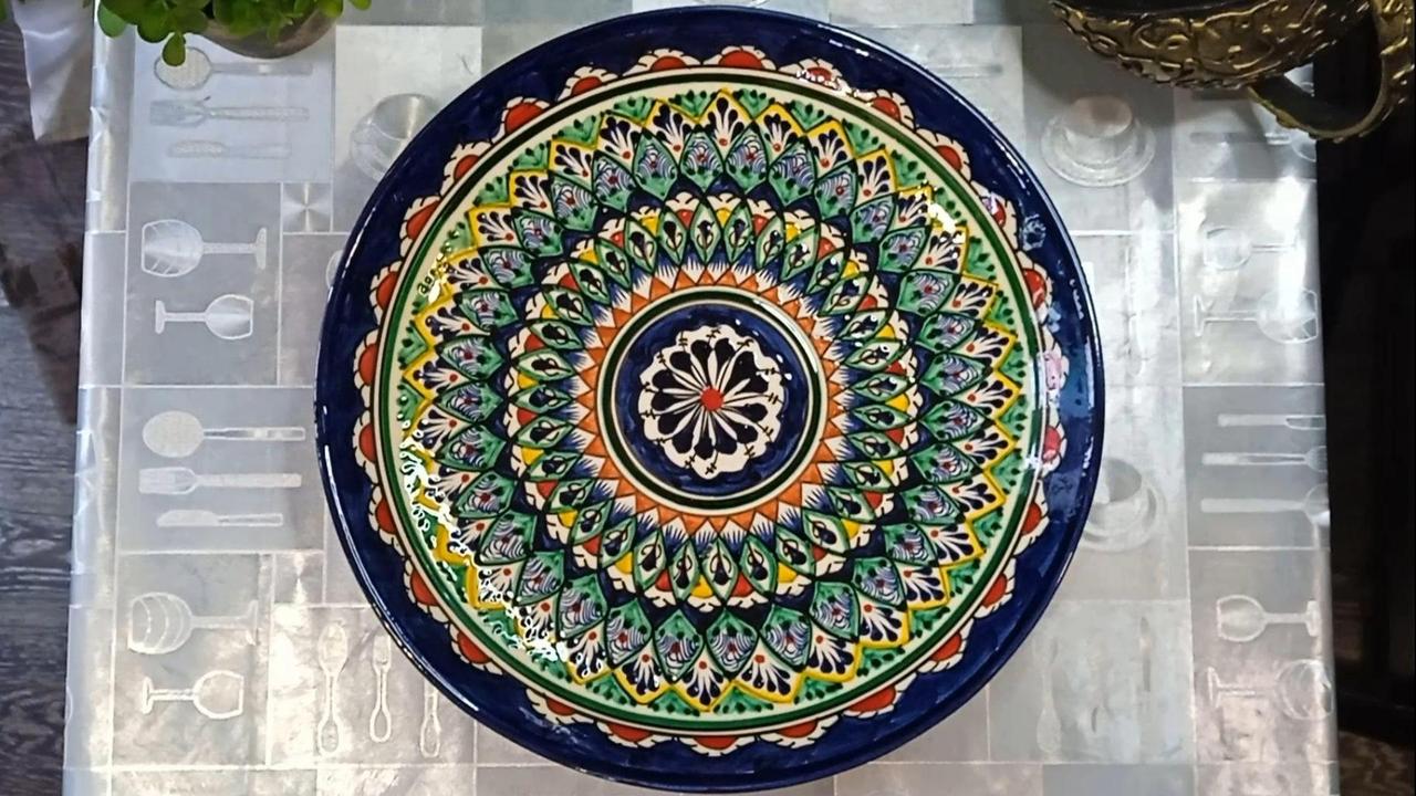 Велика тарілка (ляган) Ріштан узбецька, 32 см