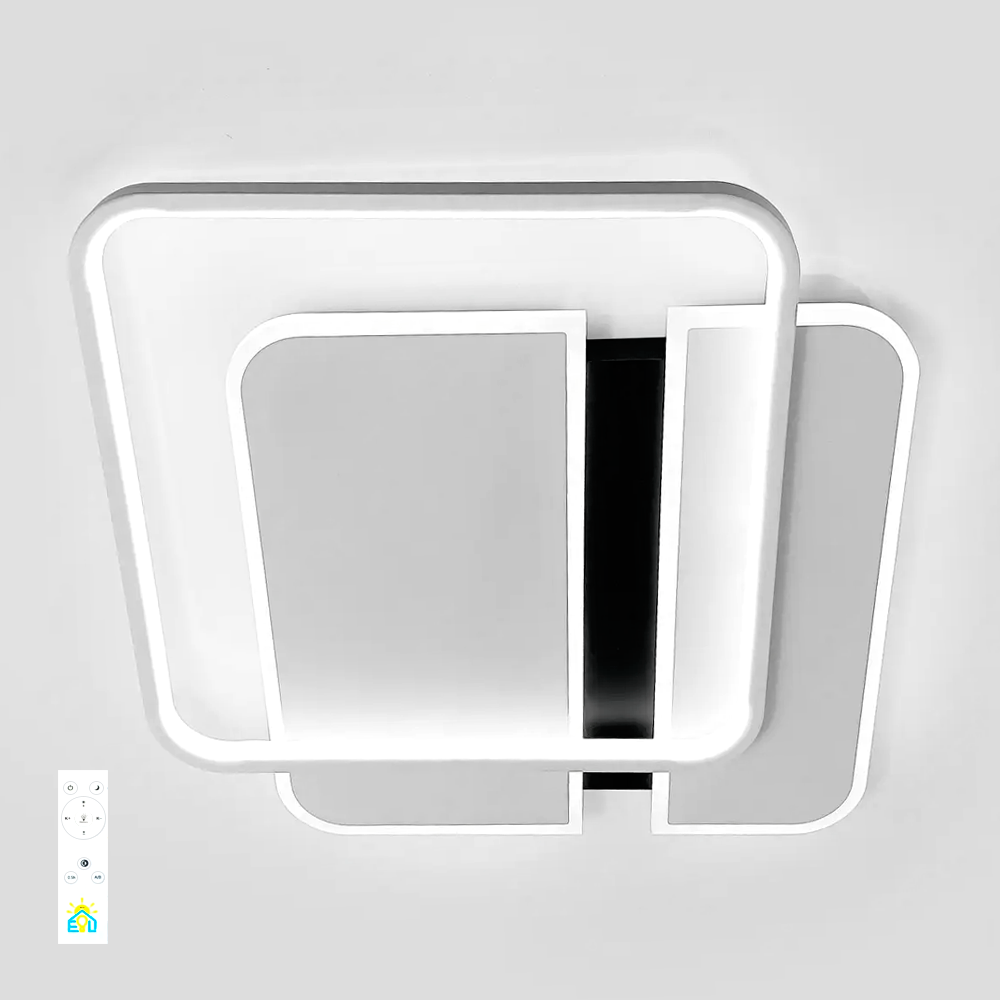 Люстра SAVIO 100W 2S бiло-чорна Esllse керована світлодіодна 3000-6500К 10000Lm WHITE/BLACK 500x500x60мм