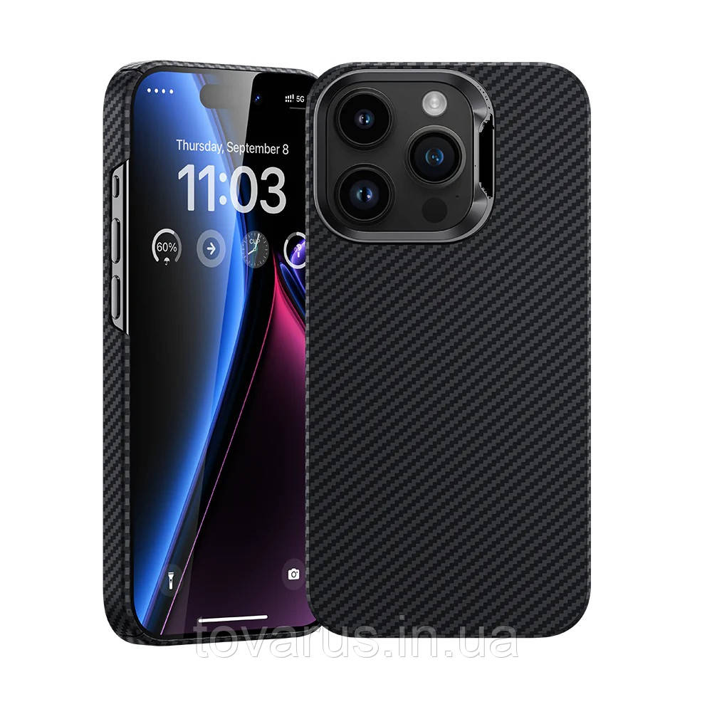 Кевларовий карбоновий чохол Iphone 15 Pro Max MagSafe 1.15mm 600D, фото 1