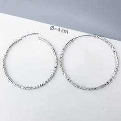 Сережки Конго 4см, з насічками, без каміння, медичне золото Xuping, родій