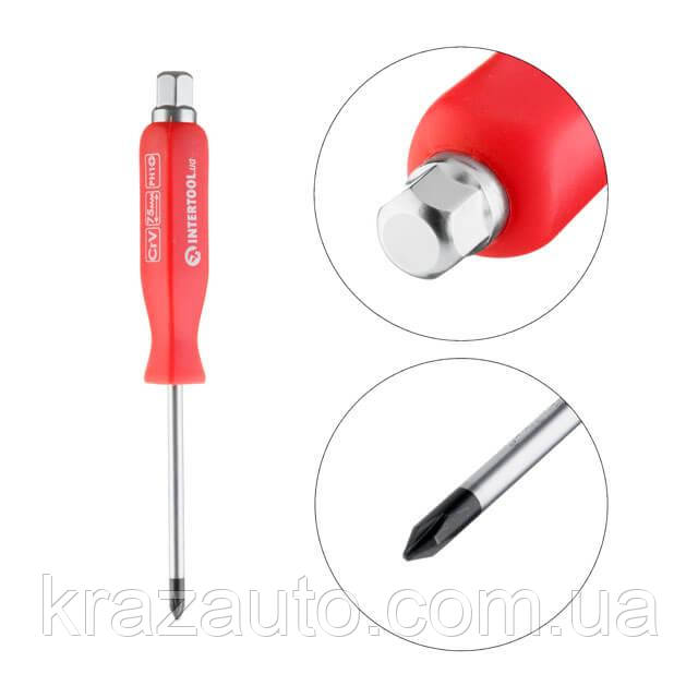 Викрутка ударна PH1*75 мм, CrV INTERTOOL HT-0486, фото 1