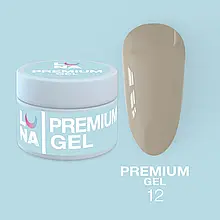 Гель LUNAMoon Premium Gel №12 "Коричневий" для зміцнення, вирівнювання та нарощування нігтів, 15 мл.