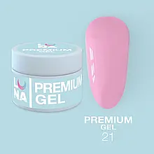 Гель LUNAMoon Premium Gel №21 "Нюдовий рожевий" для зміцнення, вирівнювання та нарощування нігтів, 15 мл.