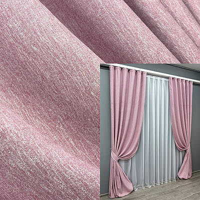 Комплект штор (2шт. 1,5х2,9м.) льон однотонний. Колір рожевий. Код 1728ш 33-0645