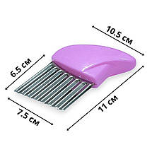 Ніж для фігурної нарізки сиру і овочів MagicKitchen з кольоровою ручкою бузковий, фото 4