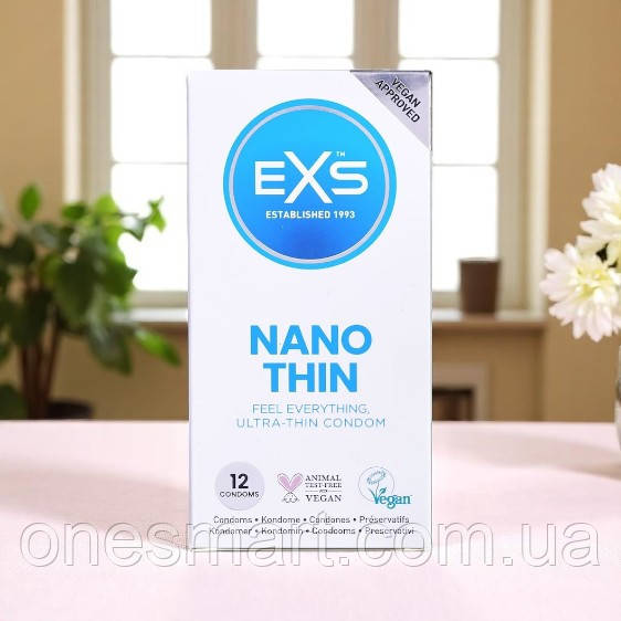 Презервативи EXS Nano Thin 12 шт тонкі для безпечного сексу максимального комфорту та чутливості, фото 1