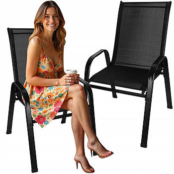 Садові стільці комплект з 2 металевих стільців для тераси балкона зі стійкістю до погоди