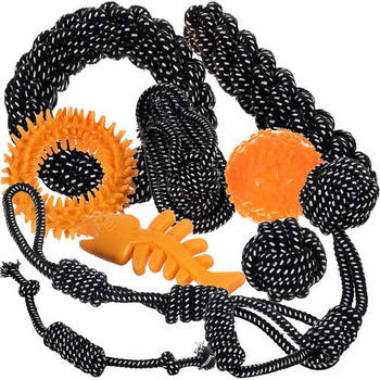 Набір іграшок для собак 10 шт для активних ігор та тренування міцні гумові та мотузкові іграшки