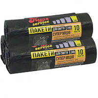 Від 2 шт. Пакет для сміття надміцний 100х115см 240л 10 штук Кузя Service купити дешево оптом в