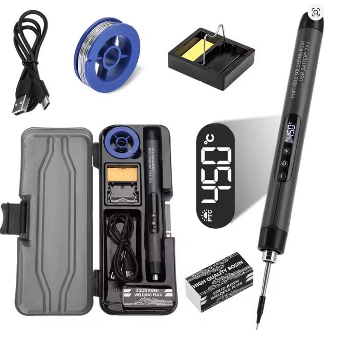 Паяльник міні C200S акумуляторний USB портативний, з регулюванням температури, у кейсі