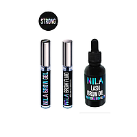 Набор для бровей и ресниц Nila: фиксирующий гель STRONG 10 мл + сыворотка 10 мл + масло 30 мл