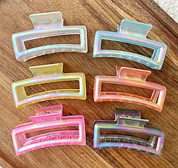 Крабі для волосся гуртом 9*4 см пластик 12 шт./пач. КОЛЬОРОВІ ПЕРЛАМУТРОВІ