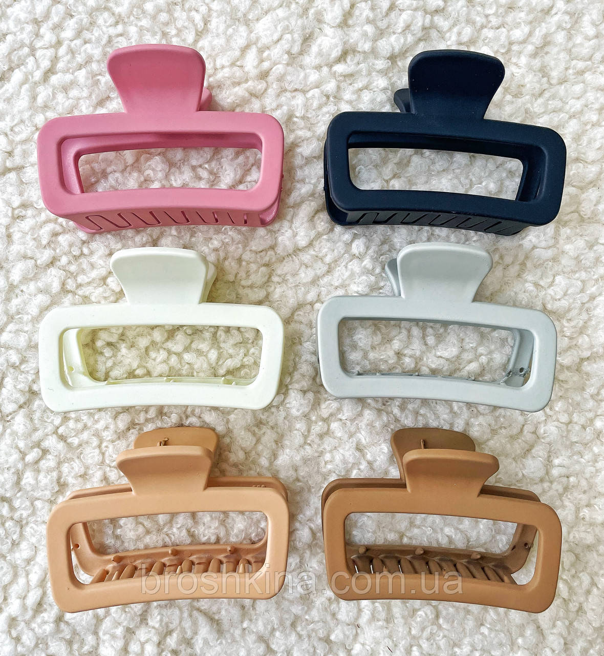 Краби для волосся оптом 8,5*5 см пластик 12 шт./пач. МАТОВІ, фото 1