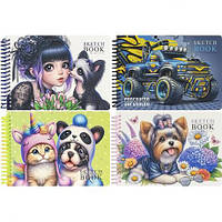 Від 4 шт. Блокнот скетчбук В6 "Fresh" 24ар. спіраль, чистий лист 100г/м2, 9848/-49/-50/51 купити дешево оптом в інтернет-магазині