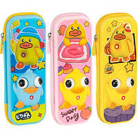 Пенал шкільний  з об'ємною 3D-фігуркою "Каченятко" 2068-1 купити дешево оптом в інтернет-магазині