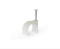 Скоба кабельна Polax кругла 16 мм з цвяхом, біла 50 шт. (37-125)