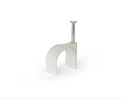 Скоба кабельна Polax кругла 20 мм з цвяхом, біла 50 шт. (37-126)