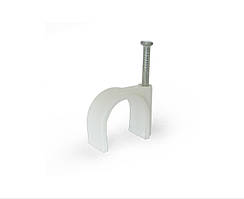 Скоба кабельна Polax кругла 16 мм з цвяхом, біла 100 шт. (37-127)