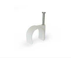 Скоба кабельна Polax кругла 20 мм з цвяхом, біла 100 шт. (37-128)