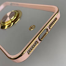 Чохол для iPhone 11 прозорий чохол з кільцем тримачем на телефон айфон 11 пудровий a01l, фото 3