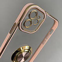 Чохол для iPhone 11 прозорий чохол з кільцем тримачем на телефон айфон 11 пудровий a01l, фото 2