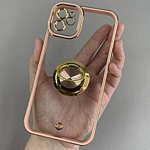 Чохол для iPhone 11 прозорий чохол з кільцем тримачем на телефон айфон 11 пудровий a01l, фото 5