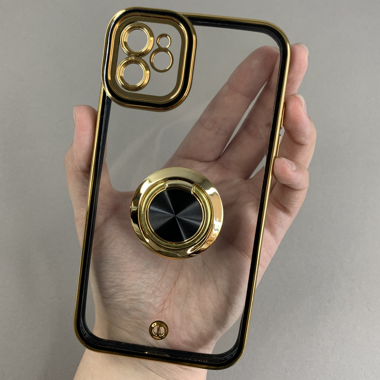 Чохол для iPhone 11 прозорий чохол з кільцем тримачем на телефон айфон 11 чорний a01l