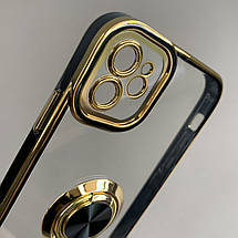 Чохол для iPhone 11 прозорий чохол з кільцем тримачем на телефон айфон 11 чорний a01l, фото 2