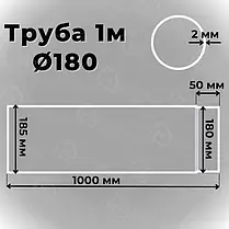 Труба для каміну Stahl System Труба димоходу сталева чорна 180 мм Димоходи з чорної сталі 100 см, фото 4