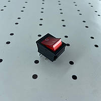 Перемикач клавішний червоний, ON-OFF, 25ммх31мм, 4 ніжки, 20A 125V AC; 16A 250V AC